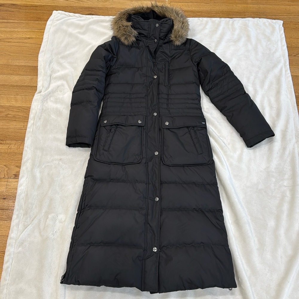DKNY Long black down Jacket-size XS